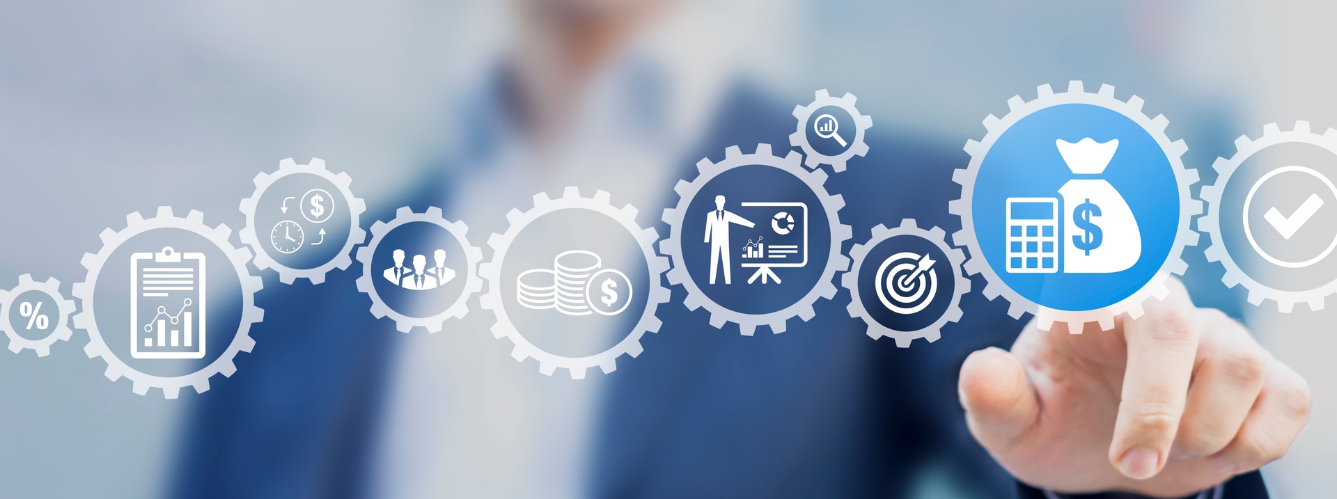 Annual budget and financial planning concept with manager or executive CFO crafting or validating company's income and expenses forecast. Corporate finance and strategic plan.